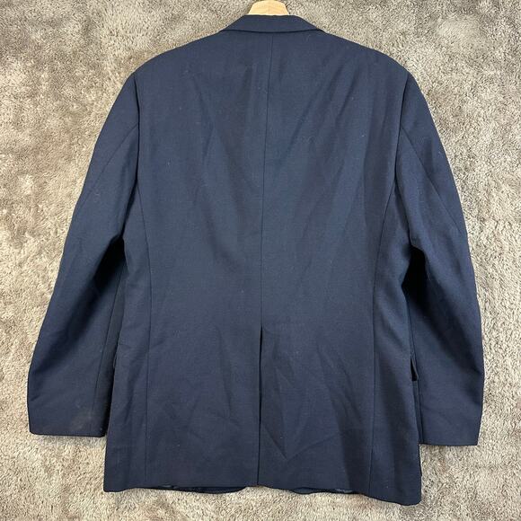 LL Bean Navy Blue Wool Blazer Sport Coat Jacket Gold Tone Buttons 42L 42 Long - Picture 2 of 11